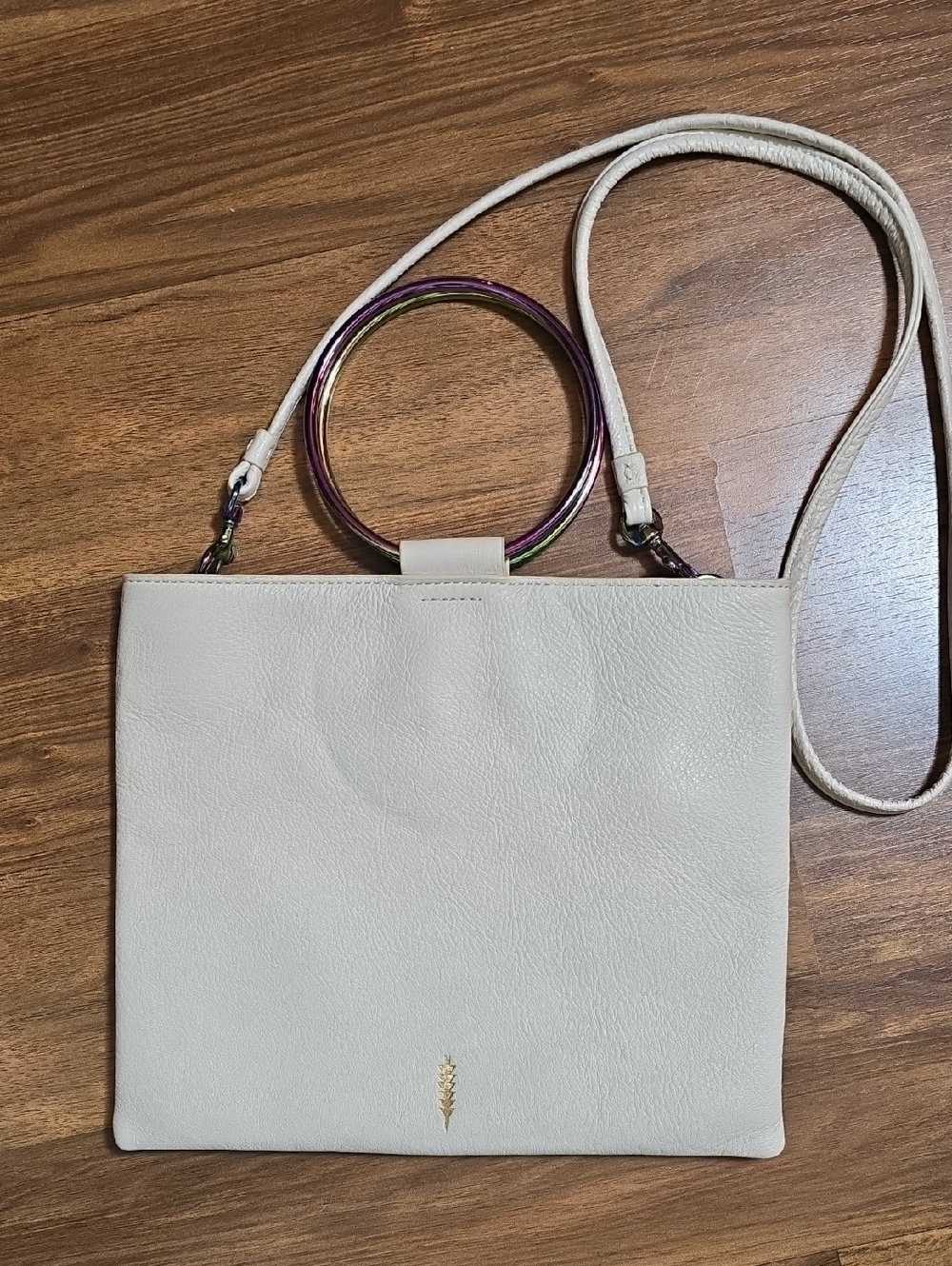 Thacker Le Pouch Leather Crossbody Bag - Off-white Iridescent Handles